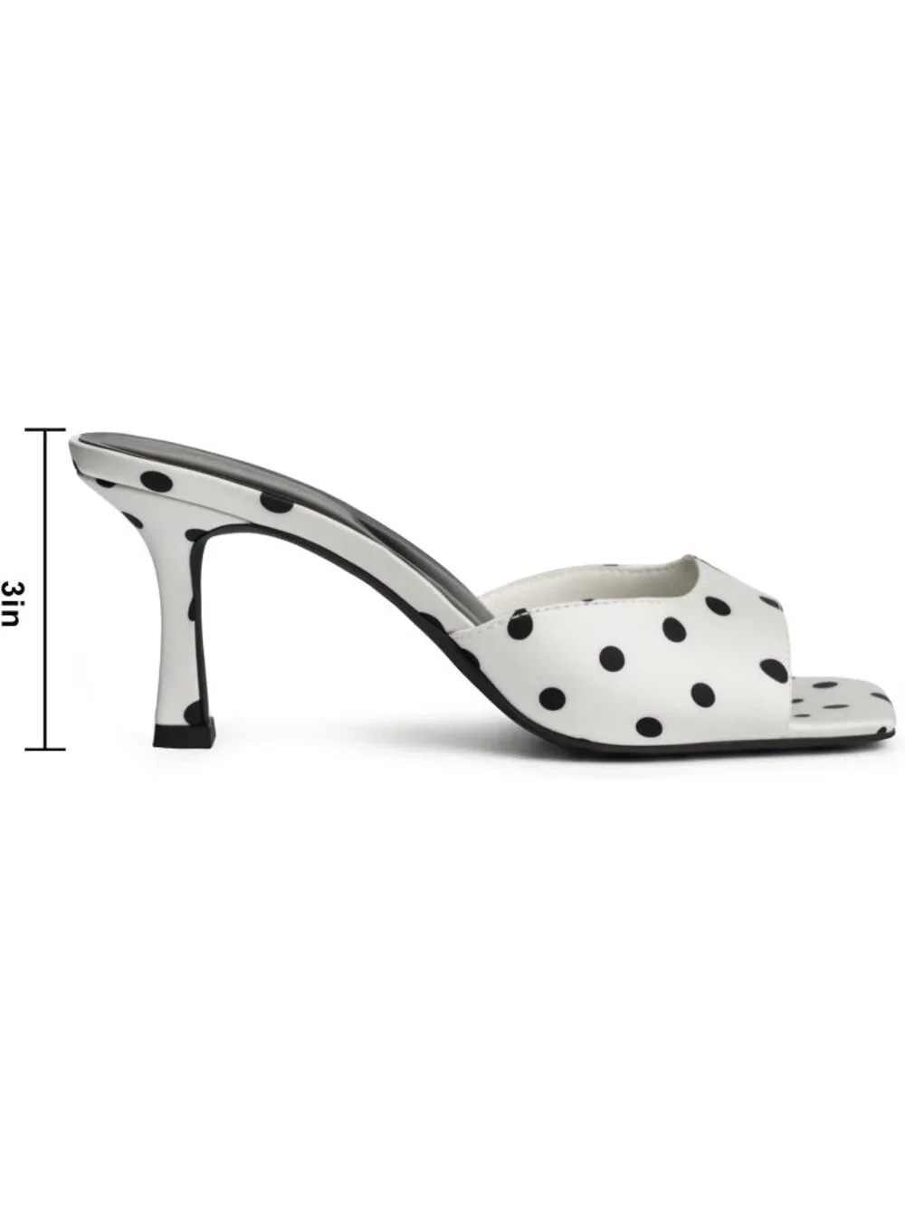 Women's White Polka Dots Summer Square Toe Slingback Sexy Backless Heeled Sandal